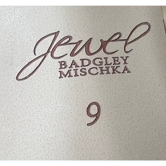 Jewel Badgley Mischka Kirsten Silver Glitter Laser Cut Heeled Sandal 9 New - Picture 13 of 13